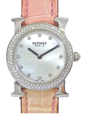 HERMES HH1.230 Hウォッチ ダイヤモンドベゼル 腕時計 SS SS ダイヤモンド レディース